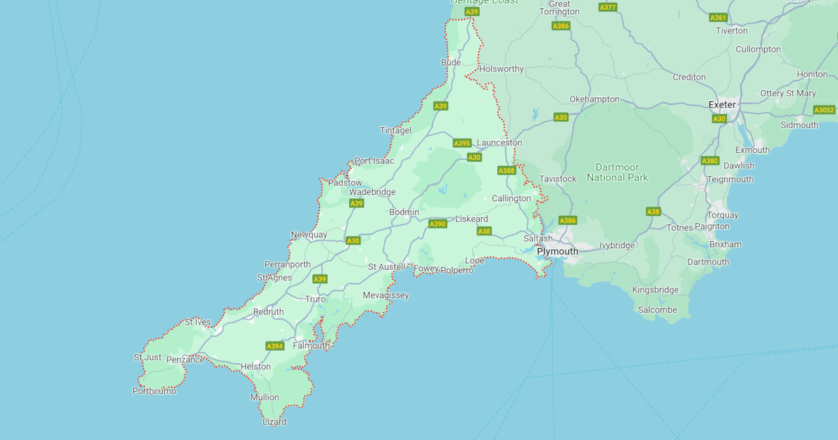 Map of Cornwall