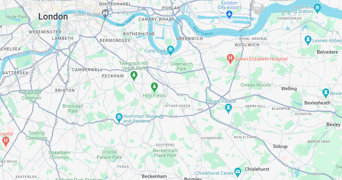 Map of South East London