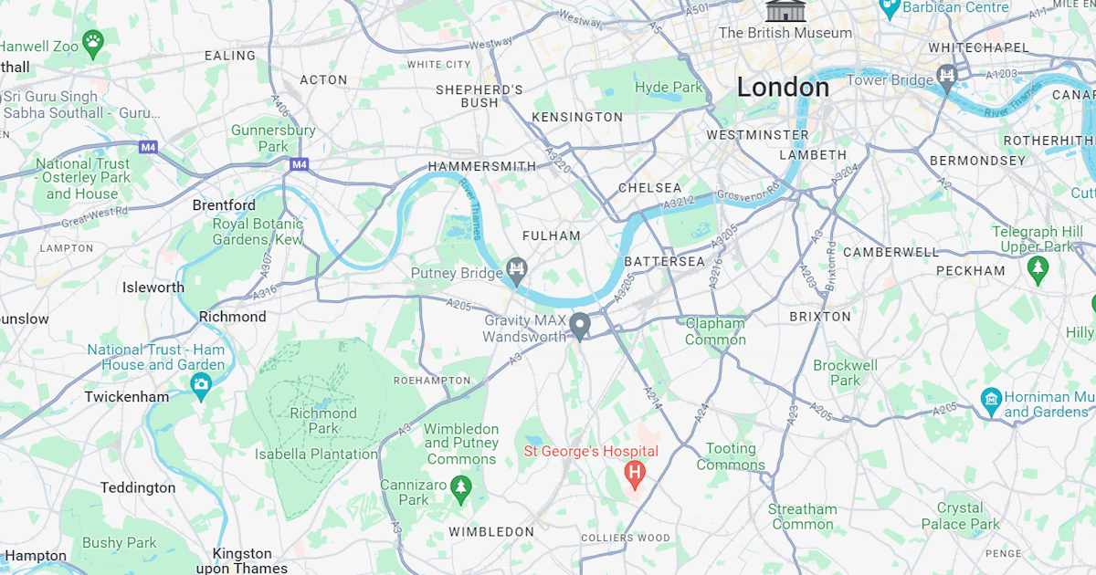 Map of South West London