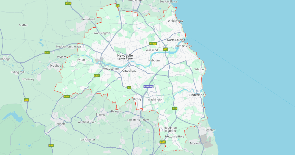 Map of Tyne And Wear