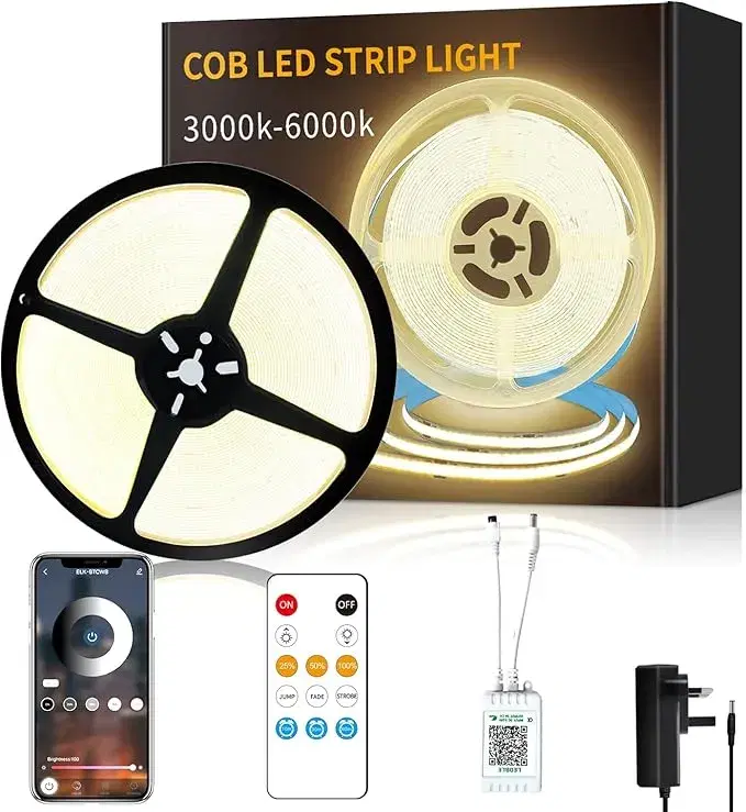 Yeewhale COB LED Strip Lights - Dimmable Warm White 15M Kit